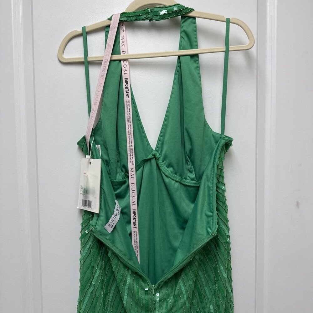 NWT Mac Duggal Size 14 Green 10898 Halter Neck Sequin Gown Dress Prom Formal NWT - Picture 10 of 12